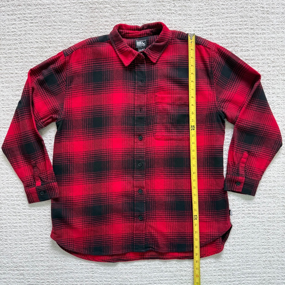 EDDIE BAUER | Women's Red & Black Oversized Long Sleeve Plaid Flannel Shirt Sz M - Picture 4 of 6
